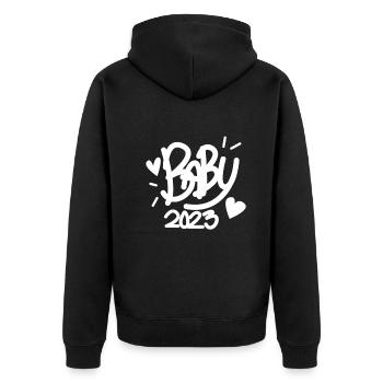 Bébé 2023 - Naissance Enceinte 2023 Grossesse - Veste à capuche bio Premium Unisexe - noir - Dos - Nico (187cm)