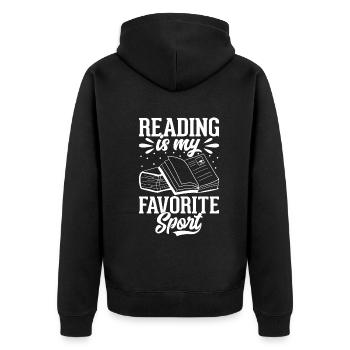 La lecture est mon sport préféré - Book Reading Book L - Veste à capuche bio Premium Unisexe - noir - Dos - Nico (187cm)