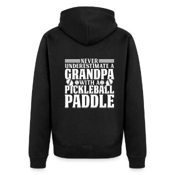 Never Underestimate A Grandpa With A Pickleball - Unisex Premium Bio Zip Hoodie - Schwarz - Hinten - Nico (187cm)