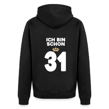 31. Geburtstag Geschenk - 31 Jahre mit Krone - Unisex Premium Bio Zip Hoodie - Schwarz - Hinten - Nico (187cm)