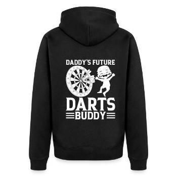 Darts Baby Darts Player Boy - Daddy's Future Darts - Unisex Premium Bio Zip Hoodie - Schwarz - Hinten - Nico (187cm)