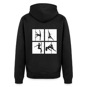Pole Dance Silhouette - Pole Dancing Pole Dancer - Unisex Premium Bio Zip Hoodie - Schwarz - Hinten - Nico (187cm)