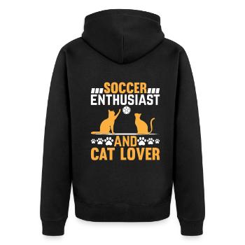 Soccer Player Cat Owner - Soccer Enthusiast And Ca - Unisex Premium Bio Zip Hoodie - Schwarz - Hinten - Nico (187cm)