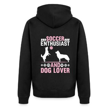Passionné de soccer et amoureux des chiens - Joueur de soccer D - Veste à capuche bio Premium Unisexe - noir - Dos - Nico (187cm)