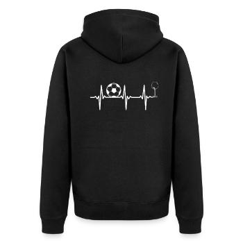 Soccer Heartbeat Wine Soccer Player Heartbeat - Unisex Premium Bio Zip Hoodie - Schwarz - Hinten - Nico (187cm)