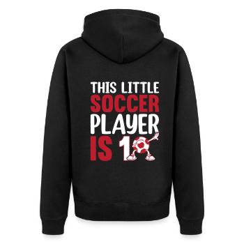 Soccer Kids 10 Birthday - This Little Soccer Playe - Unisex Premium Bio Zip Hoodie - Schwarz - Hinten - Nico (187cm)