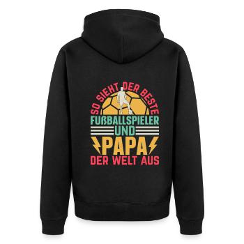 Fußballspieler Papa Fußball Spieler Papa - Unisex Premium Bio Zip Hoodie - Schwarz - Hinten - Nico (187cm)