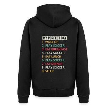 Soccer My Perfect Day Soccer Player Soccer - Unisex Premium Bio Zip Hoodie - Schwarz - Hinten - Nico (187cm)