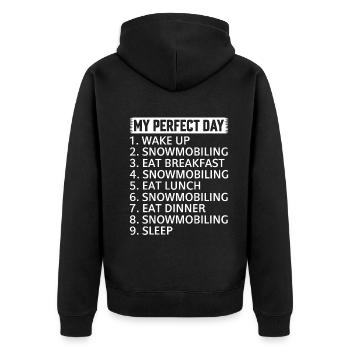 My Perfect Day - Snowmobiling Day Plan Snowmobile - Unisex Premium Bio Zip Hoodie - Schwarz - Hinten - Nico (187cm)