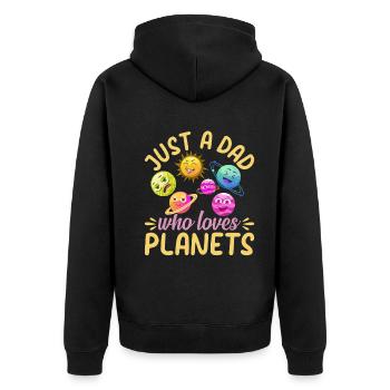 Just A Dad Who Loves Planets - Space Travel Astron - Unisex Premium Bio Zip Hoodie - Schwarz - Hinten - Nico (187cm)