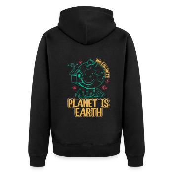 My Favorite Planet Is Earth - Solar System Planets - Unisex Premium Bio Zip Hoodie - Schwarz - Hinten - Nico (187cm)