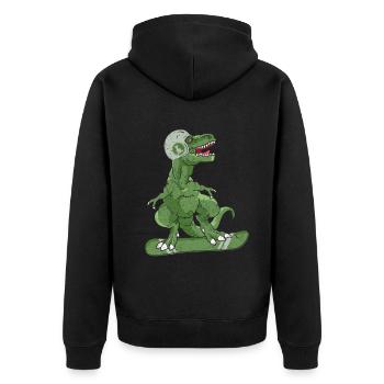Snowboarder Dinosaure Snowboarding Dino - Veste à capuche bio Premium Unisexe - noir - Dos - Nico (187cm)