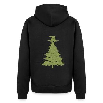Winter Sports Snowboarding Tree Snowboarder - Unisex Premium Bio Zip Hoodie - Schwarz - Hinten - Nico (187cm)