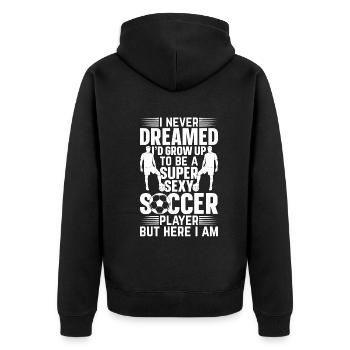 Soccer Player - Super Sexy Soccer Player - Unisex Premium Bio Zip Hoodie - Schwarz - Hinten - Nico (187cm)