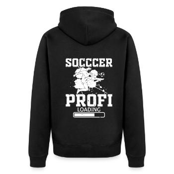 Soccer Profi Loading - Soccer Player Soccer Profi - Unisex Premium Bio Zip Hoodie - Schwarz - Hinten - Nico (187cm)