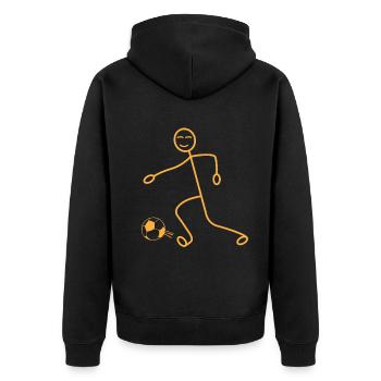 Soccer Stick Figure Soccer Player - Funny Soccer - Unisex Premium Bio Zip Hoodie - Schwarz - Hinten - Nico (187cm)