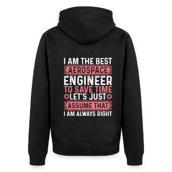Aerospace Engineering - I Am The Best Aerospace En - Unisex Premium Bio Zip Hoodie - Schwarz - Hinten - Nico (187cm)