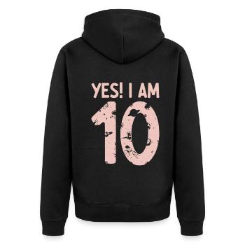 Space Astronaut Kids Birthday 10 Years Old 10th Bi - Unisex Premium Bio Zip Hoodie - Schwarz - Hinten - Nico (187cm)