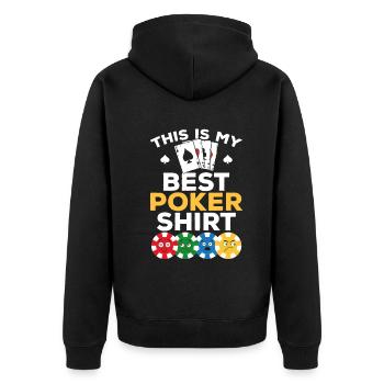 Poker Player - This Is My Best Poker Shirt Poker - Unisex Premium Bio Zip Hoodie - Schwarz - Hinten - Nico (187cm)
