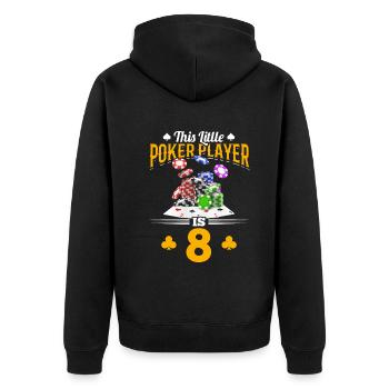 This Little Poker Player is 8 Years Old Poker Birt - Unisex Premium Bio Zip Hoodie - Schwarz - Hinten - Nico (187cm)