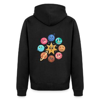 Amateur d’astronomie Aerospace - Drôle de système solaire - Veste à capuche bio Premium Unisexe - noir - Dos - Nico (187cm)