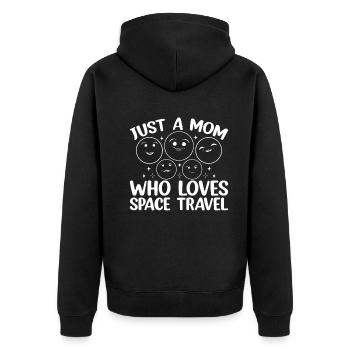 Juste une maman qui aime les voyages dans l’espace - Aerospace Astr - Veste à capuche bio Premium Unisexe - noir - Dos - Nico (187cm)