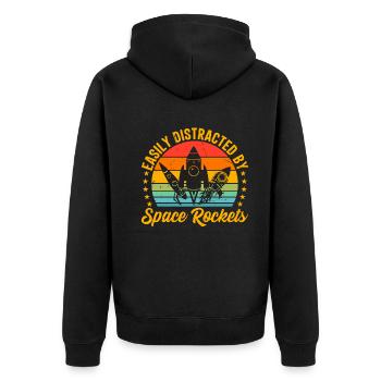 Easily Distracted By Space Rockets Space Travel Ro - Unisex Premium Organic Zip Hoodie - black - Back - Nico (187cm)