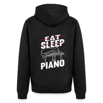 Funny Piano Player Pianist Musician - Eat Sleep Pi - Unisex Premium Organic Zip Hoodie - black - Back - Nico (187cm)