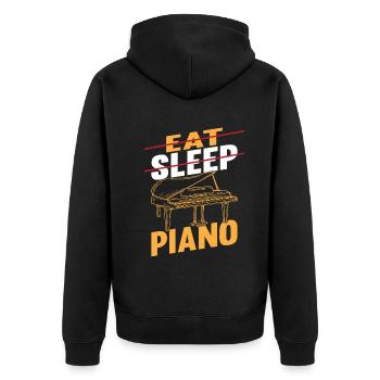 Pianist Musician Funny Piano Player - Eat Sleep Pi - Unisex Premium Organic Zip Hoodie - black - Back - Nico (187cm)