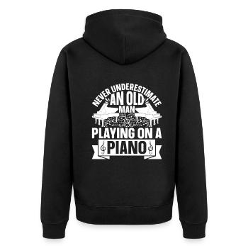 Ne sous-estimez jamais un vieil homme jouant sur un piano - Veste à capuche bio Premium Unisexe - noir - Dos - Nico (187cm)