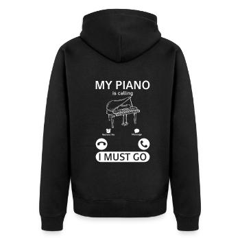 My Piano Is Calling I Must Go - Funny Pianist - Unisex Premium Organic Zip Hoodie - black - Back - Nico (187cm)