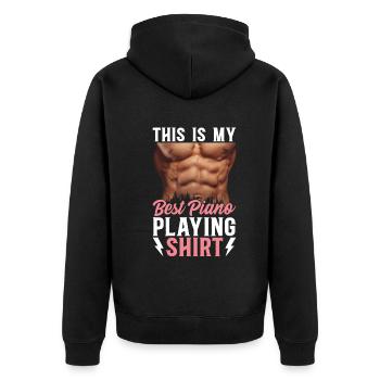 This Is My Best Piano Playing Shirt - Piano Keyboa - Unisex Premium Organic Zip Hoodie - black - Back - Nico (187cm)
