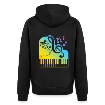 Keyboard Piano Player - Music Lover Playing Piano - Unisex Premium Organic Zip Hoodie - black - Back - Nico (187cm)