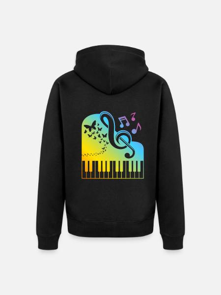 Keyboard Piano Player - Music Lover Playing Piano - Unisex Premium Organic Zip Hoodie - black