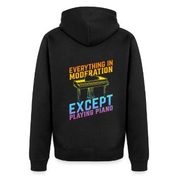 Piano Keyboard - Everything In Moderation Except P - Unisex Premium Bio Zip Hoodie - Schwarz - Hinten - Nico (187cm)