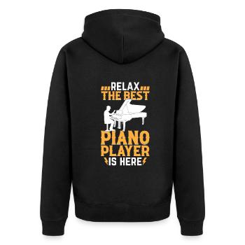 Détendez-vous Le meilleur pianiste est ici - Pianist Keyb - Veste à capuche bio Premium Unisexe - noir - Dos - Nico (187cm)