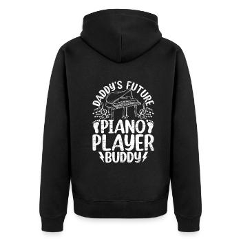 Daddy's Future Piano Player Buddy Piano Pianist Ke - Unisex Premium Bio Zip Hoodie - Schwarz - Hinten - Nico (187cm)