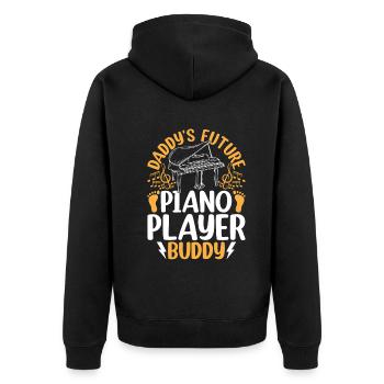 Daddy's Future Piano Player Buddy Piano Baby Piano - Unisex Premium Bio Zip Hoodie - Schwarz - Hinten - Nico (187cm)