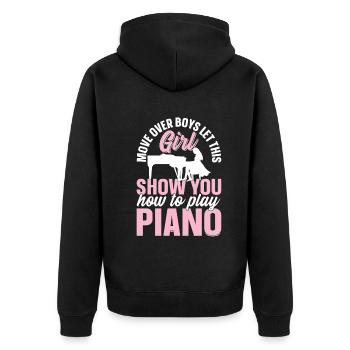 Claviériste au piano - Let This Girl Show You How To - Veste à capuche bio Premium Unisexe - noir - Dos - Nico (187cm)