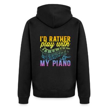 I'd Rather Play With My Piano - Piano Player Piani - Unisex Premium Bio Zip Hoodie - Schwarz - Hinten - Nico (187cm)