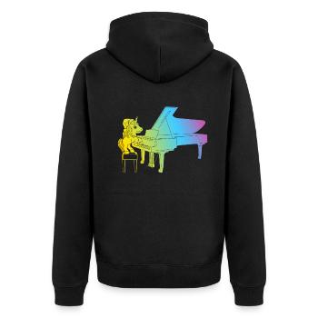 Unicorn Piano Player - Funny Piano Player Unicorn - Unisex Premium Bio Zip Hoodie - Schwarz - Hinten - Nico (187cm)