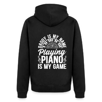 Papa est mon nom Jouer du piano est mon jeu - Keyboa - Veste à capuche bio Premium Unisexe - noir - Dos - Nico (187cm)