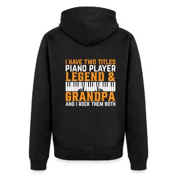 Piano Keyboard Player Grandpa - Keyboardist Grandp - Unisex Premium Organic Zip Hoodie - black - Back - Nico (187cm)
