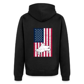 Pianiste Piano Drapeau Américain Pianiste patriotique - Veste à capuche bio Premium Unisexe - noir - Dos - Nico (187cm)