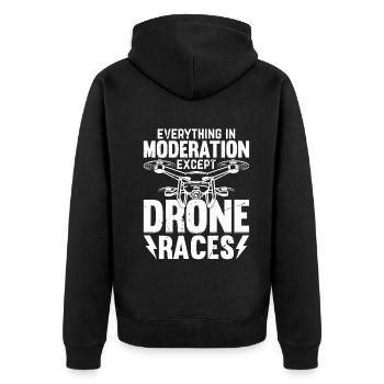 Everything In Moderation Except Drone Races - Dron - Unisex Premium Organic Zip Hoodie - black - Back - Nico (187cm)