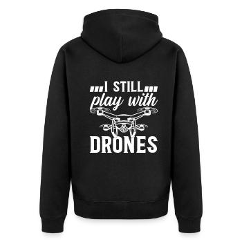 Pilote de drone quadcopter - Je joue toujours avec des drones - Veste à capuche bio Premium Unisexe - noir - Dos - Nico (187cm)