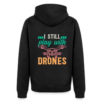 Drone - Je joue toujours avec les drones - Quadcopter Dron - Veste à capuche bio Premium Unisexe - noir - Dos - Nico (187cm)