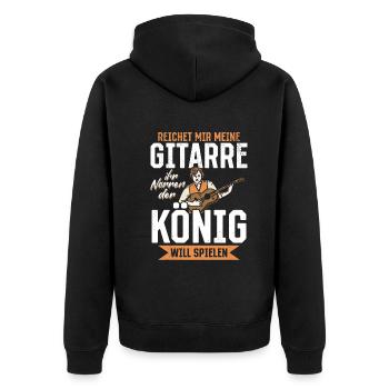 Reichet mir meine Gitarre - Gitarre Spieler Bass G - Unisex Premium Bio Zip Hoodie - Schwarz - Hinten - Nico (187cm)