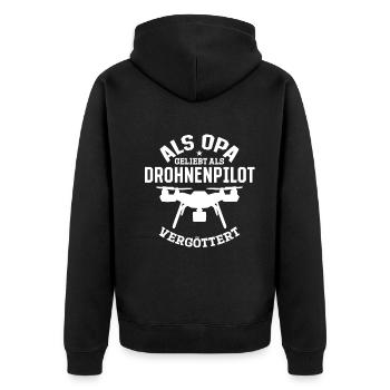 Drohnen Pilot - Als Opa geliebt als Drohnenpilot v - Unisex Premium Bio Zip Hoodie - Schwarz - Hinten - Nico (187cm)