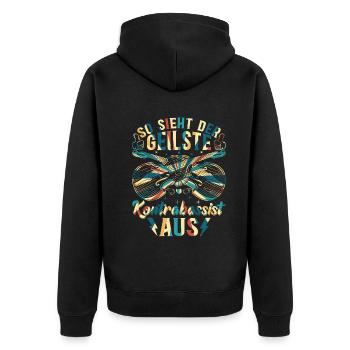 So sieht der Geilste Kontrabassist aus - Kontrabas - Unisex Premium Bio Zip Hoodie - Schwarz - Hinten - Nico (187cm)